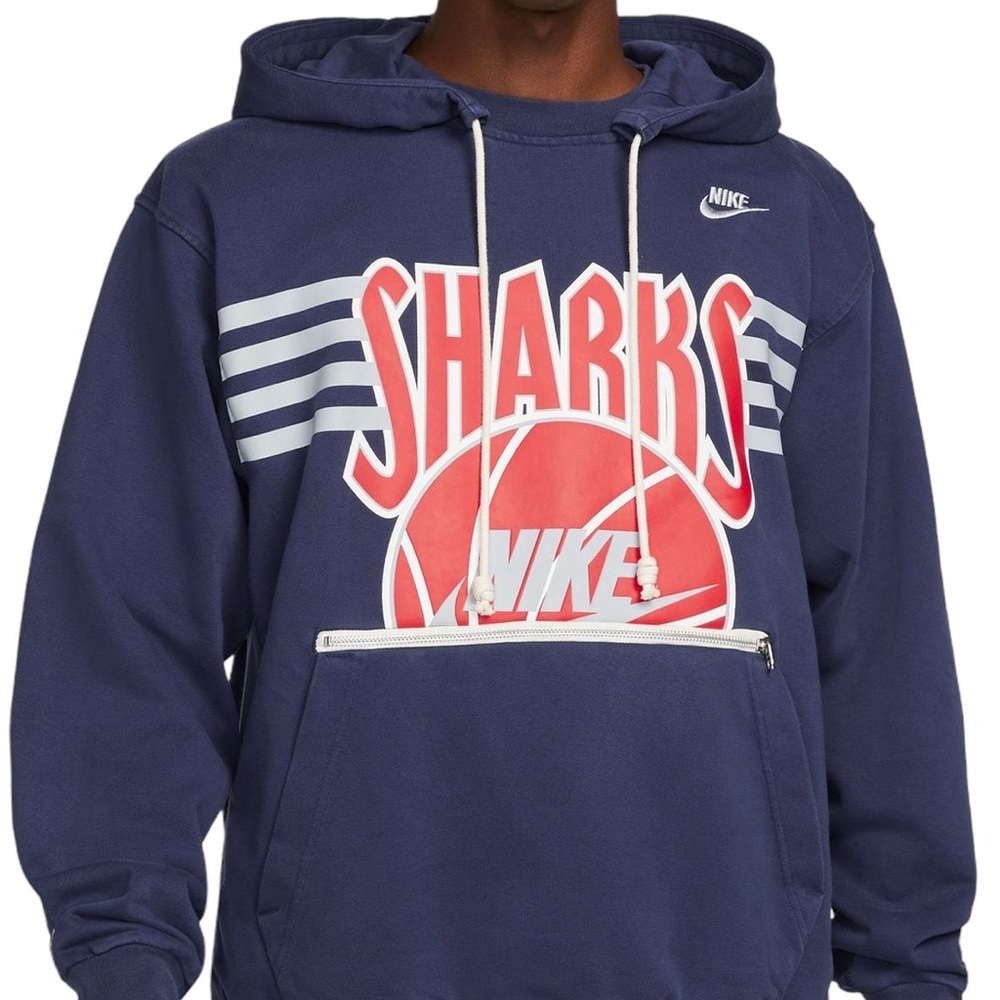 NWT Nike Dri-Fit Standard Issue Vintage Sharks Hoodie - Navy - Men XL